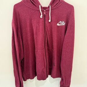 Light Weight Nike Maroon Pullover Hoodie with White Drawcords